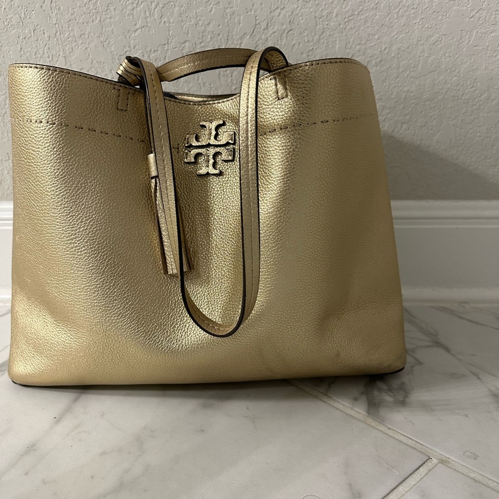 Tory Burch Metallic Gold Tote Bag